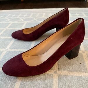 J. Crew Burgundy Block Heel Pumps